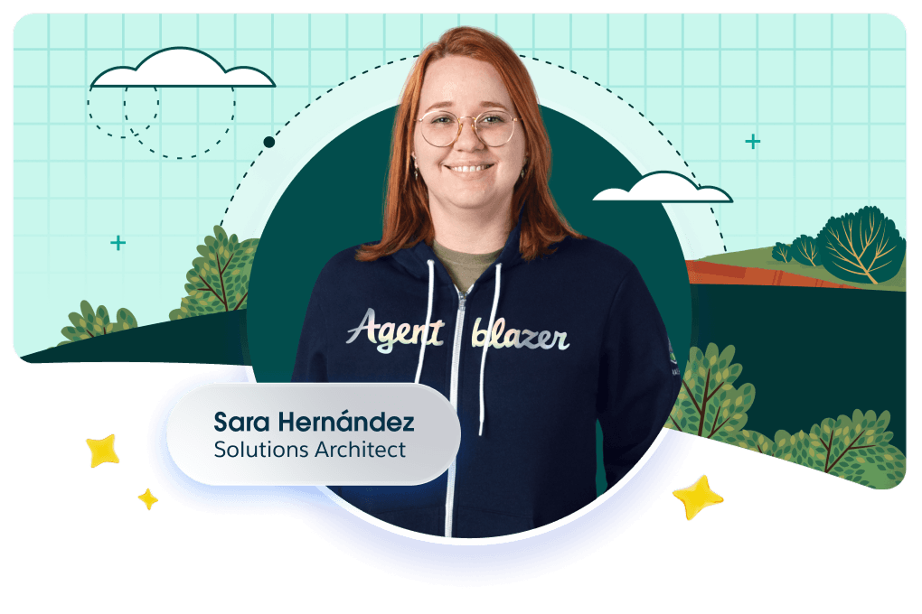 Sara Hernández in an Agentblazer hoodie