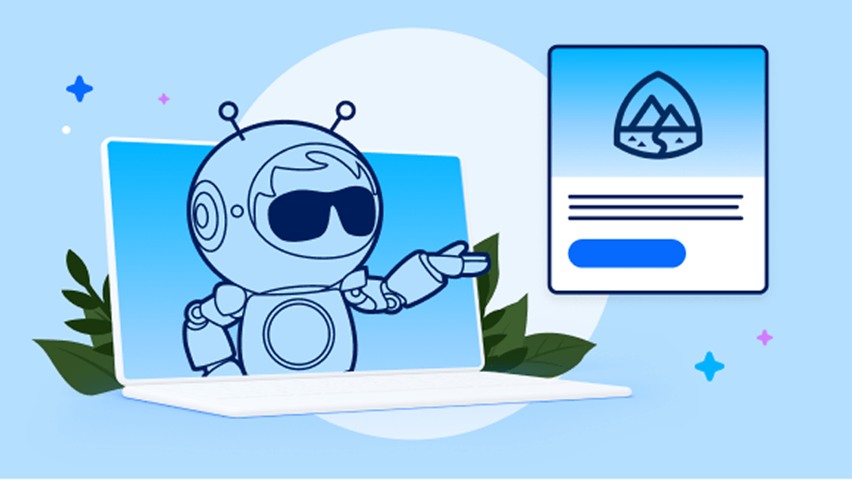 Image of Agent Astro and a laptop with the Trailhead logo