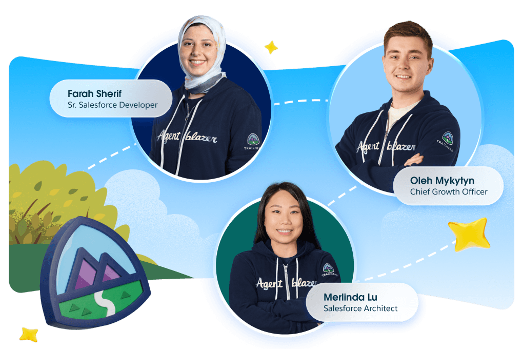 Salesforce Trailblazers in an Agentblazer hoodies